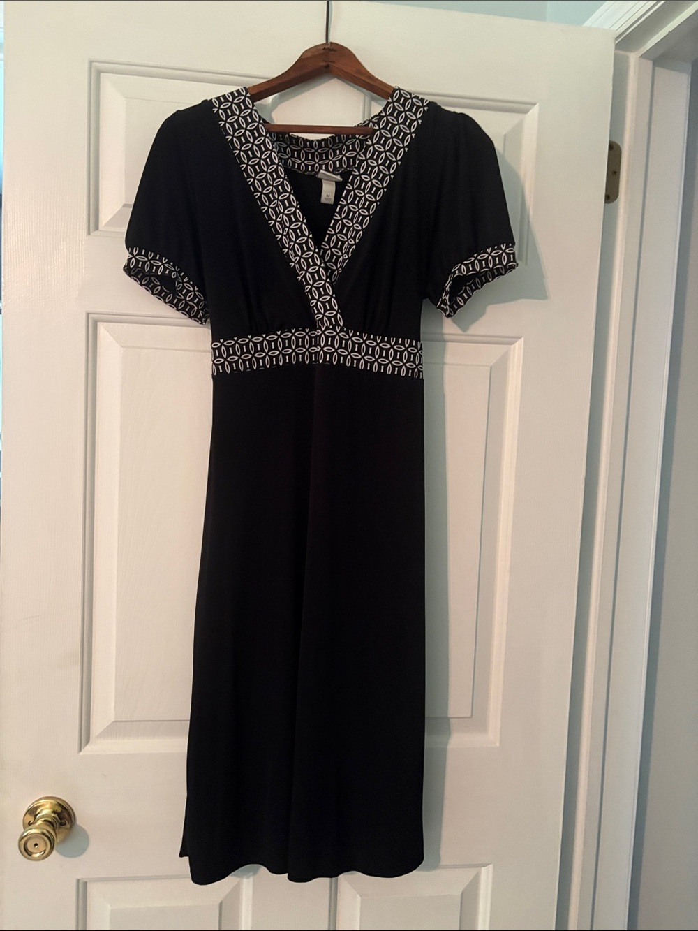 Merona Black Midi Dress with White Geometric Trim